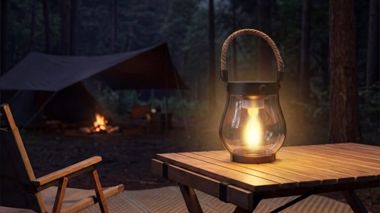 Best Camping Lanterns Australia 2026 (Top Picks) 3 Camping lantern glowing on a camp table at night under stars