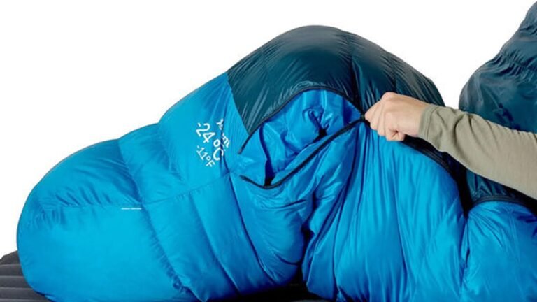 Sleeping Bag Temperature Ratings Explained (EN/ISO 23537) 2 Camper settling into a sleeping bag inside a tent, illustrating sleeping bag temperature ratings